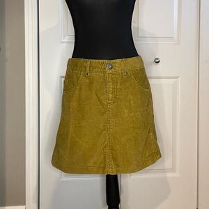 Athleta Kaleidoscope Corduroy Mini Skirt, Olive Green/Mustard Color, Size 4